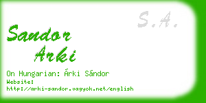 sandor arki business card